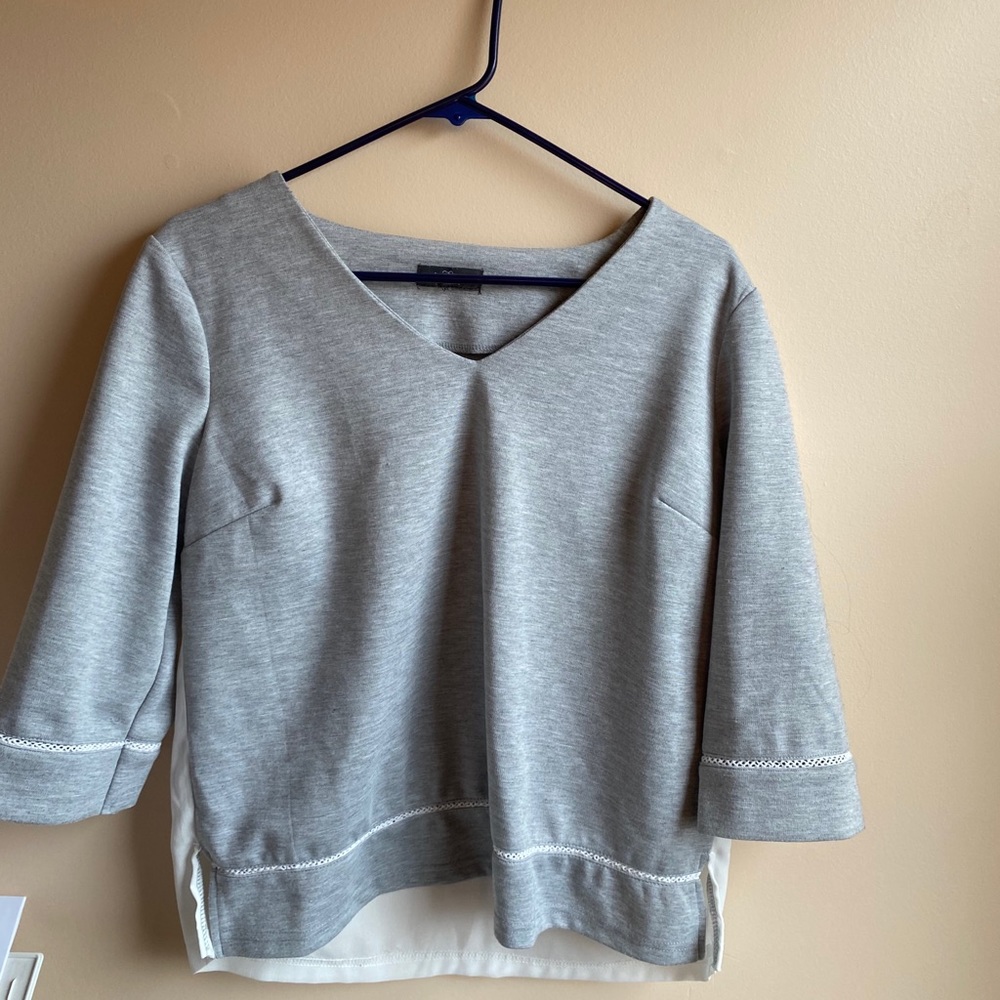 Gray and white blouse